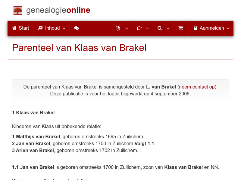 Screenshot van website