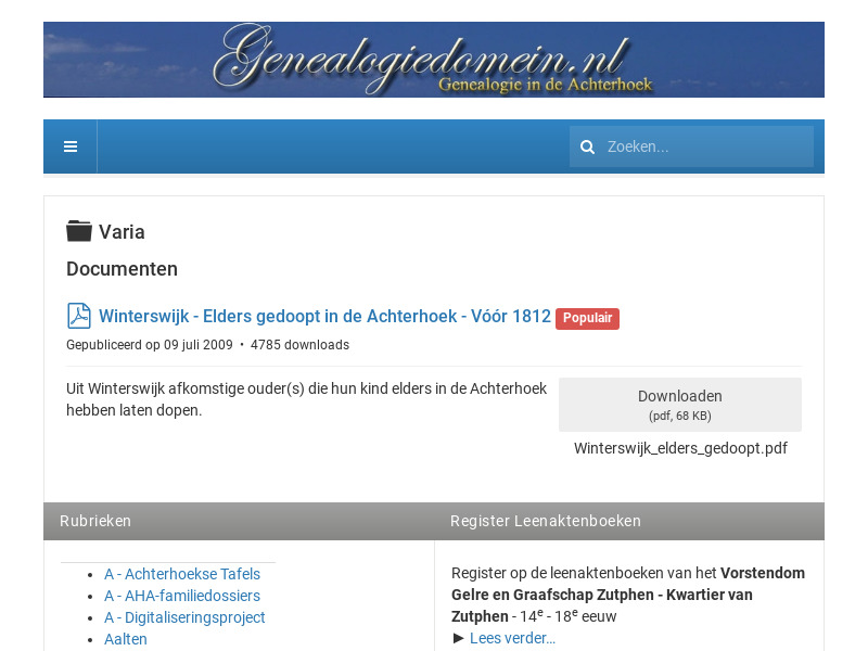 Screenshot van website