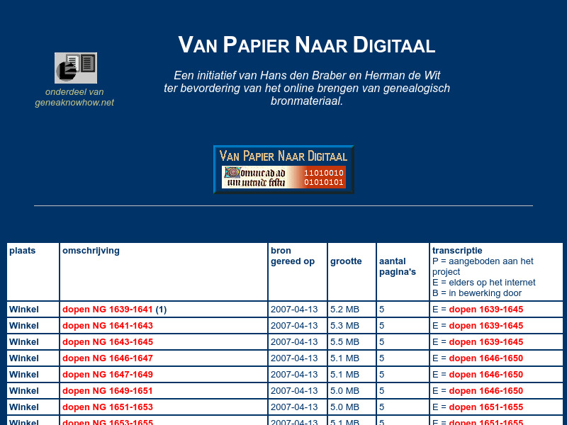 Screenshot van website
