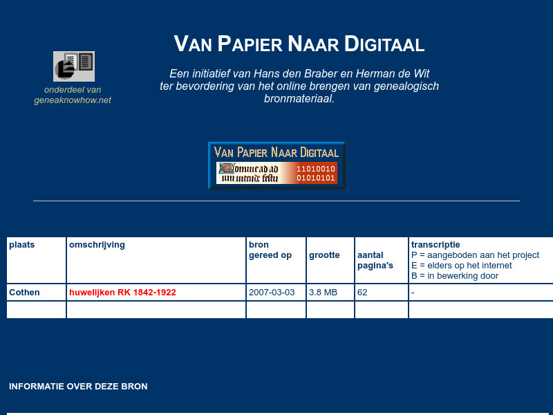 Screenshot van website