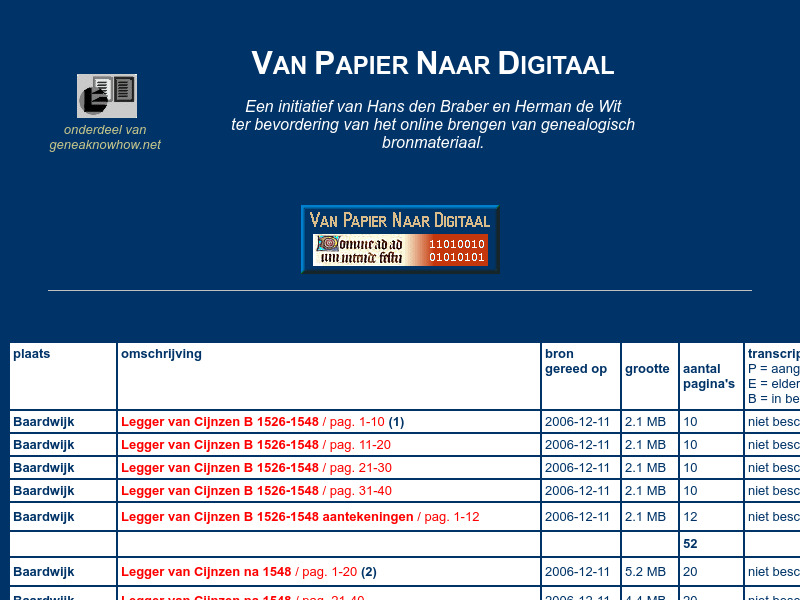 Screenshot van website