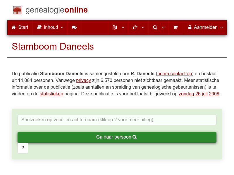 Screenshot van website