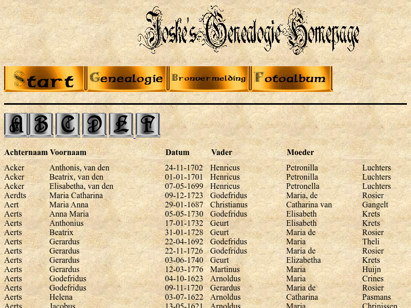 Screenshot van website