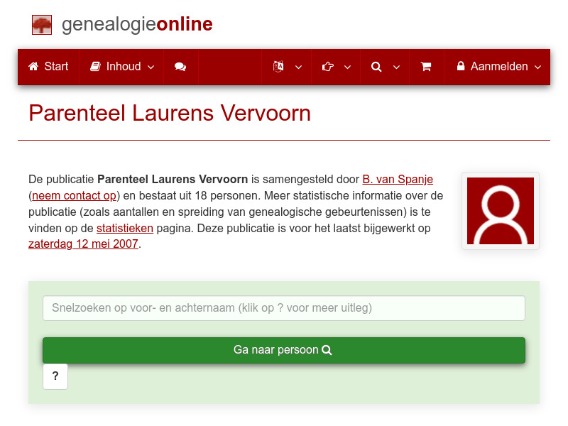 Screenshot van website