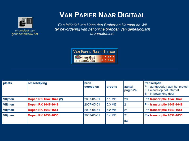 Screenshot van website