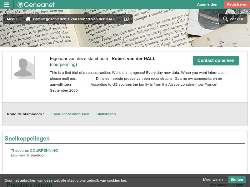 Screenshot van website