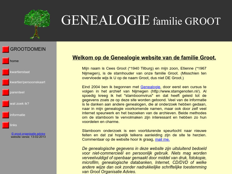 Screenshot van website