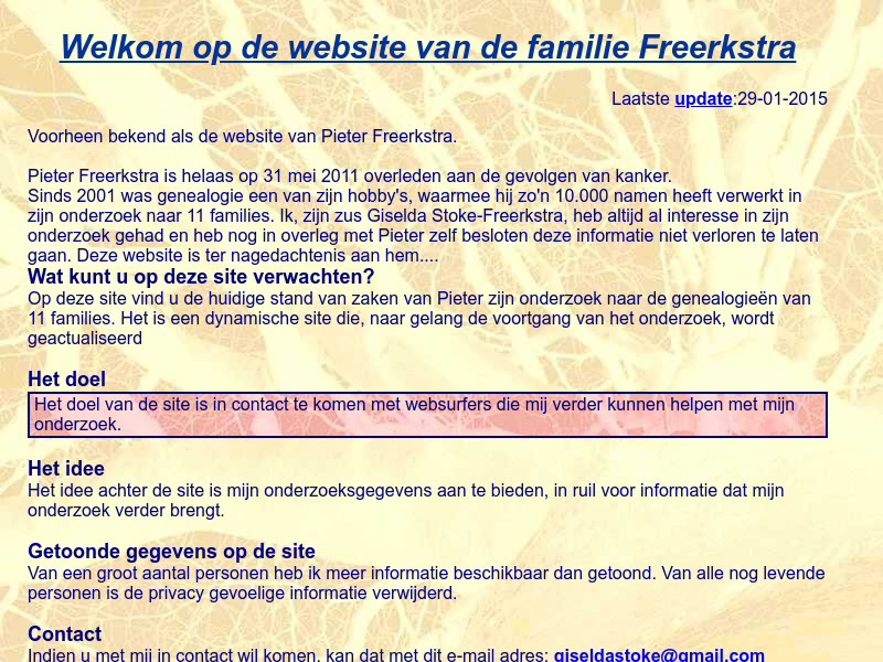 Screenshot van website