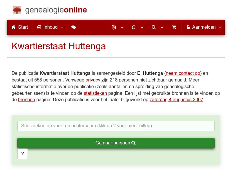 Screenshot van website