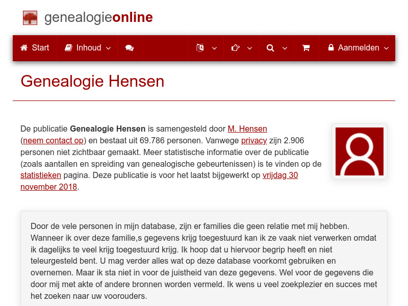 Screenshot van website