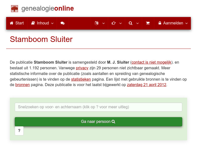 Screenshot van website
