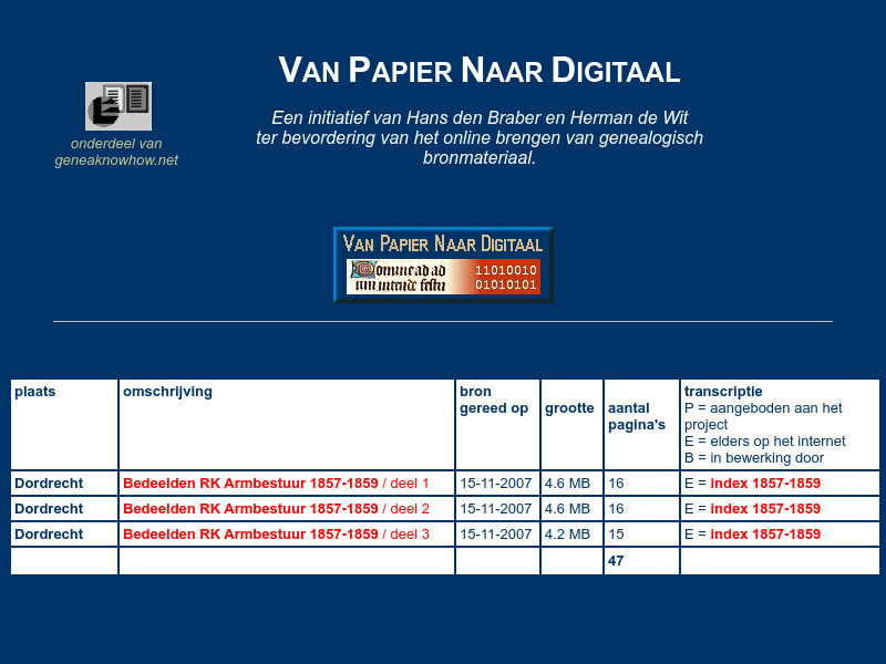Screenshot van website