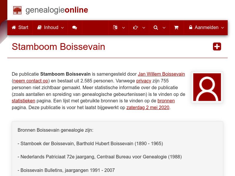 Screenshot van website