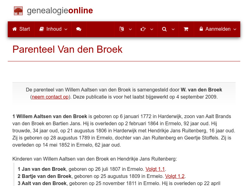 Screenshot van website