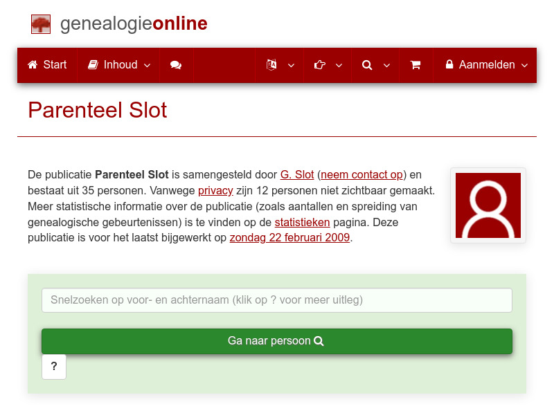 Screenshot van website