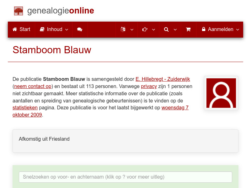 Screenshot van website
