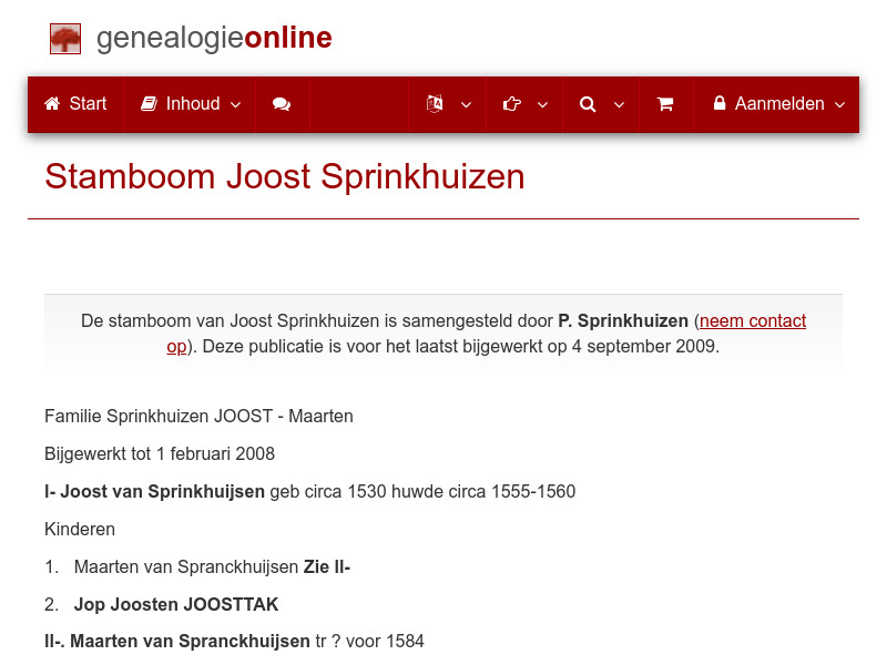 Screenshot van website