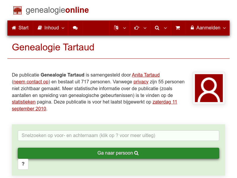 Screenshot van website
