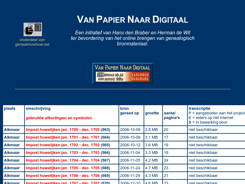 Screenshot van website