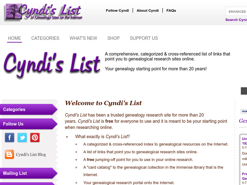 Screenshot van website