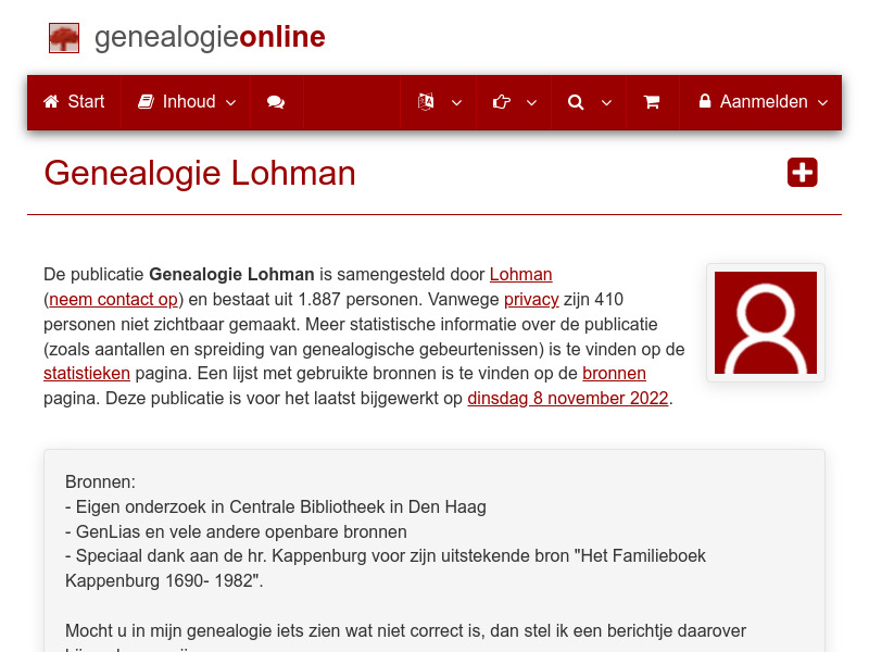 Screenshot van website