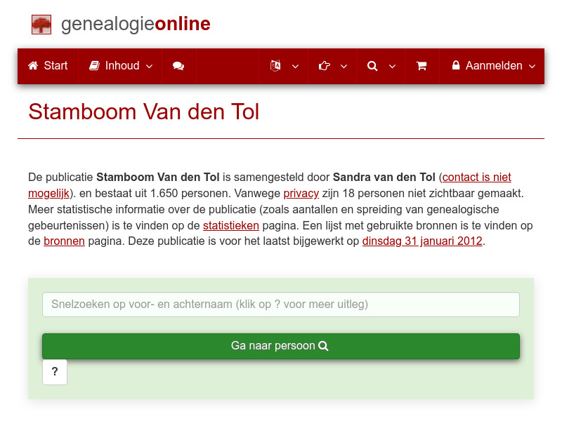 Screenshot van website