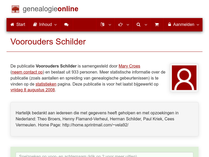 Screenshot van website