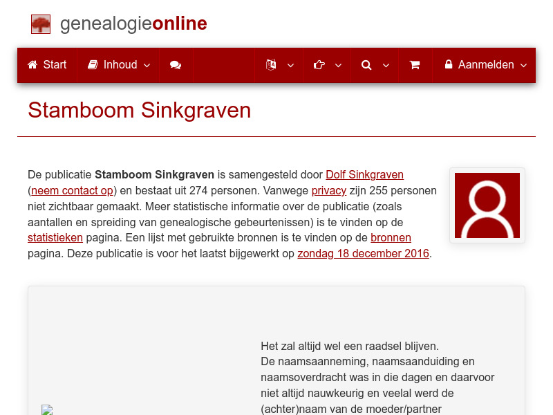 Screenshot van website