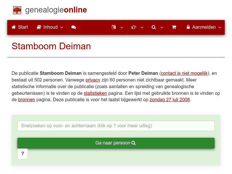 Screenshot van website