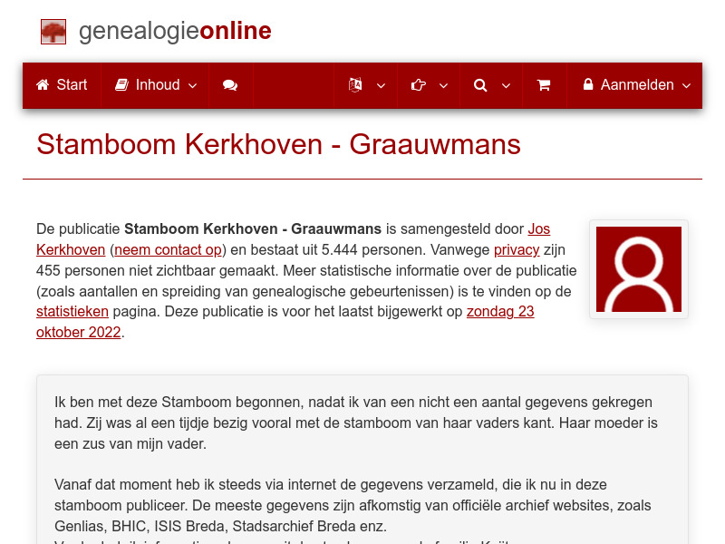 Screenshot van website
