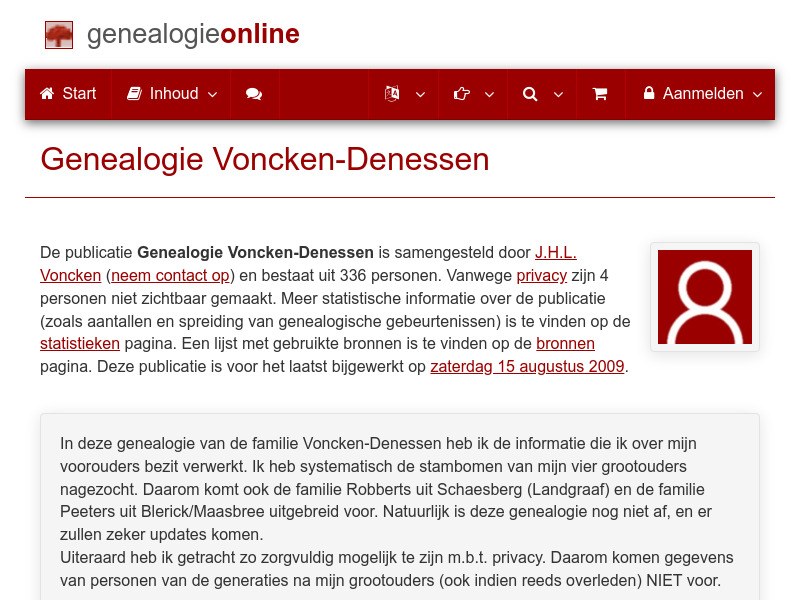 Screenshot van website
