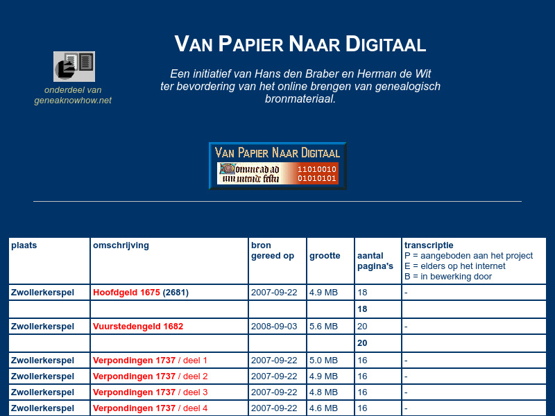 Screenshot van website