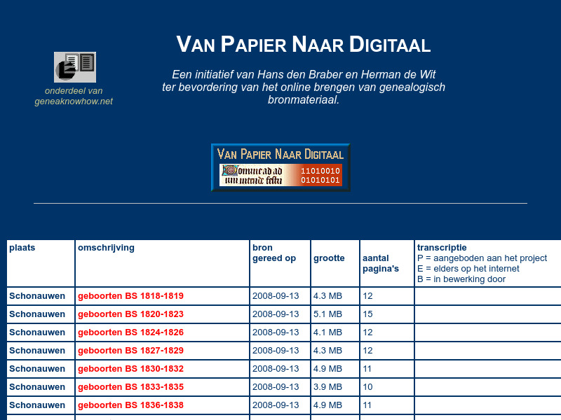 Screenshot van website