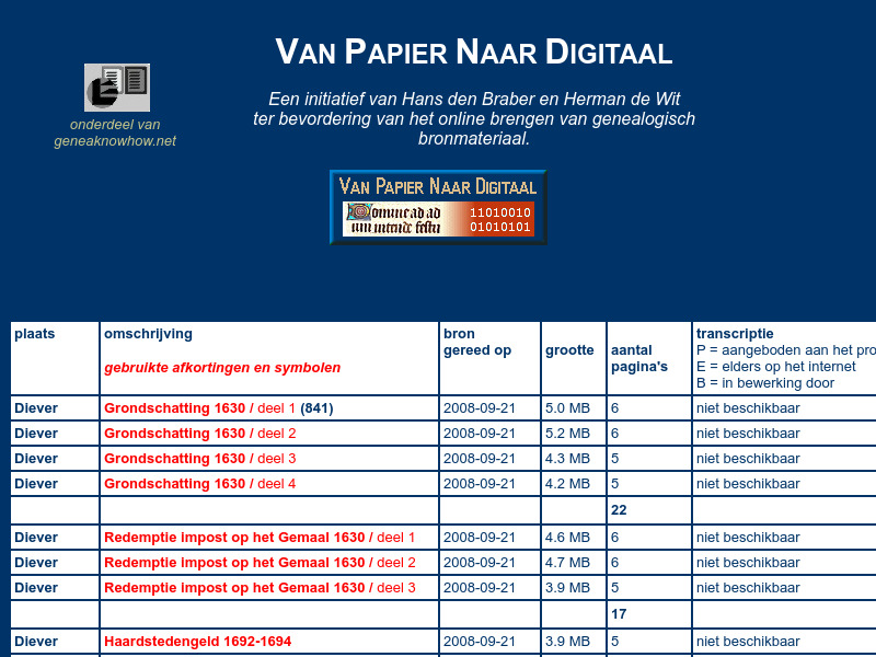 Screenshot van website