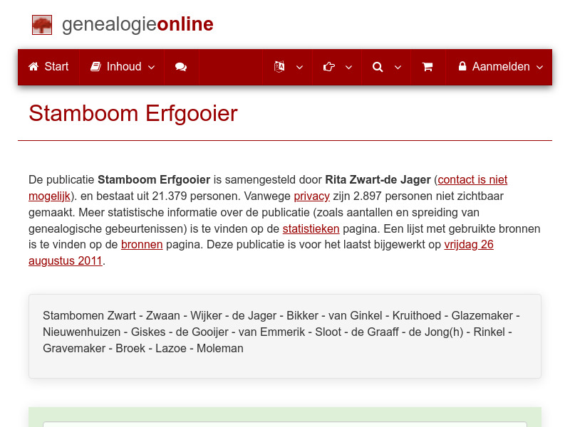 Screenshot van website