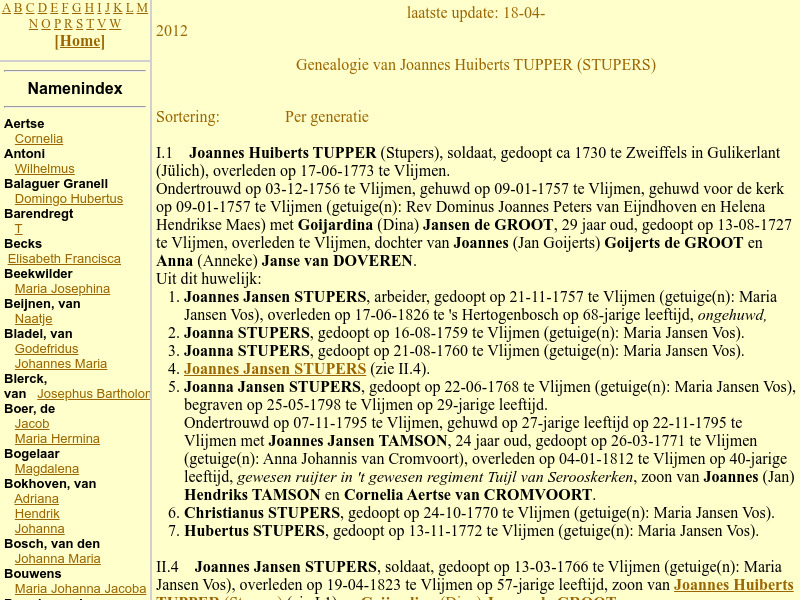 Screenshot van website