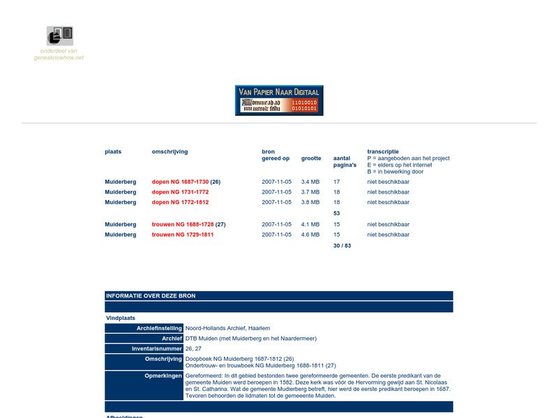 Screenshot van website