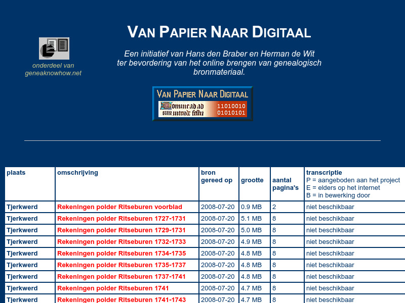 Screenshot van website