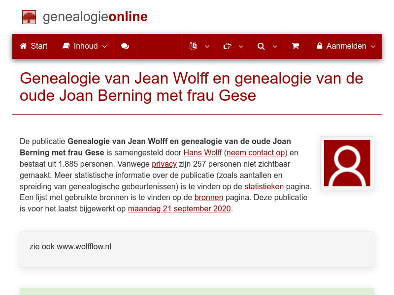 Screenshot van website