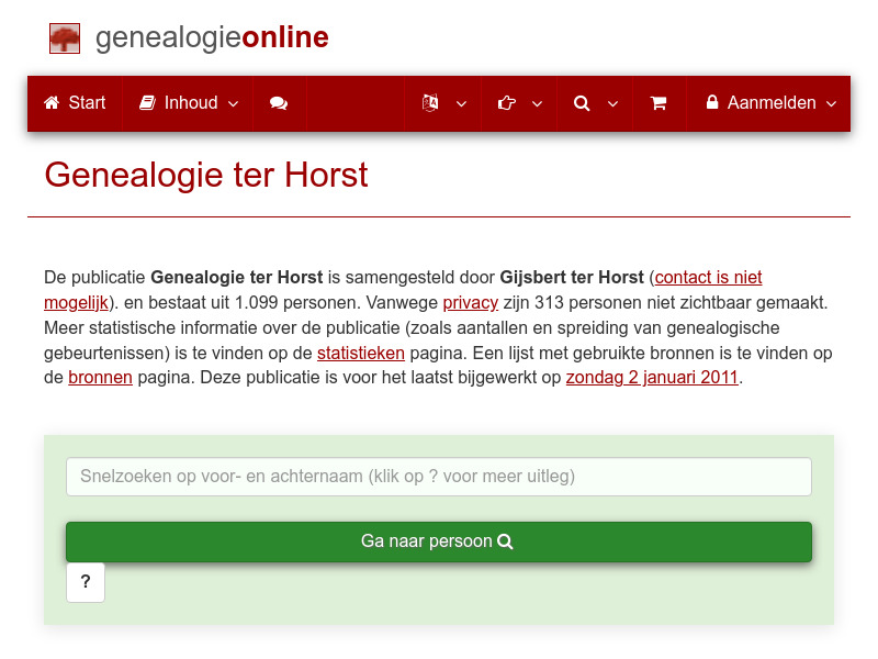 Screenshot van website