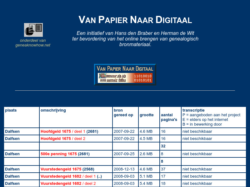 Screenshot van website