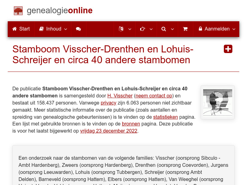 Screenshot van website