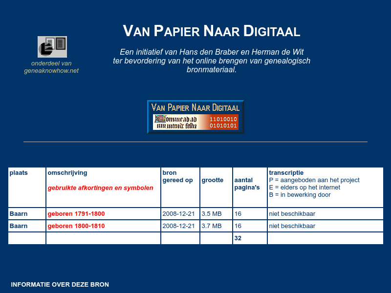 Screenshot van website