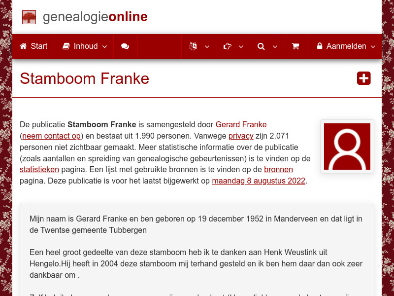 Screenshot van website