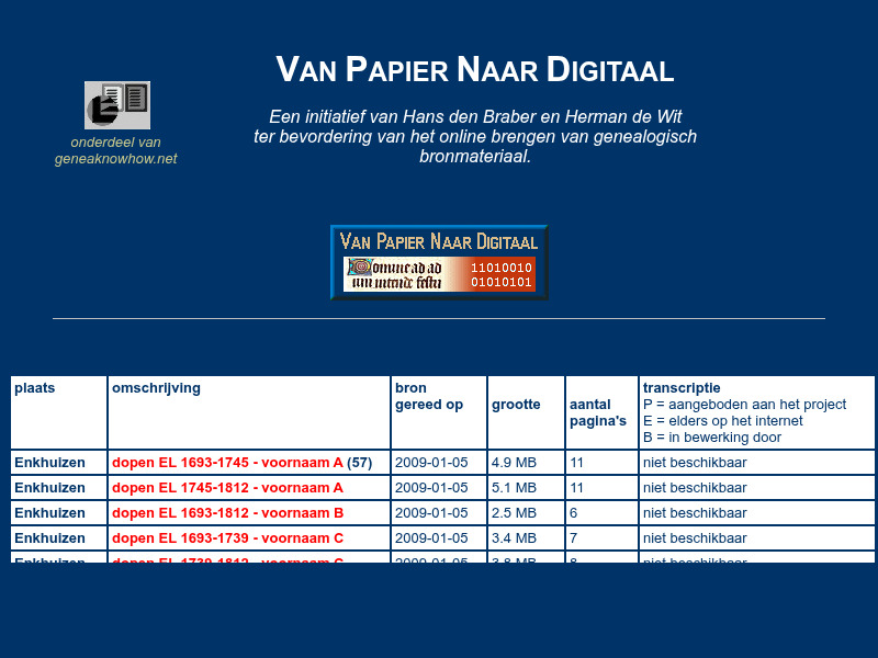 Screenshot van website