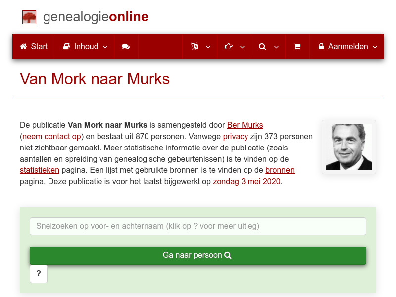 Screenshot van website