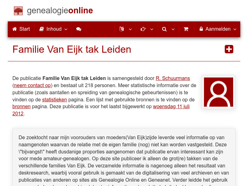 Screenshot van website