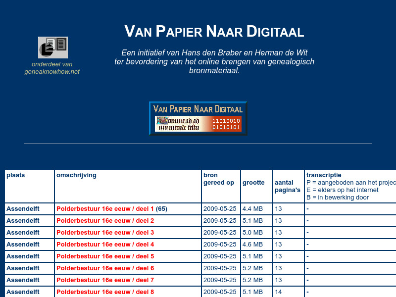 Screenshot van website