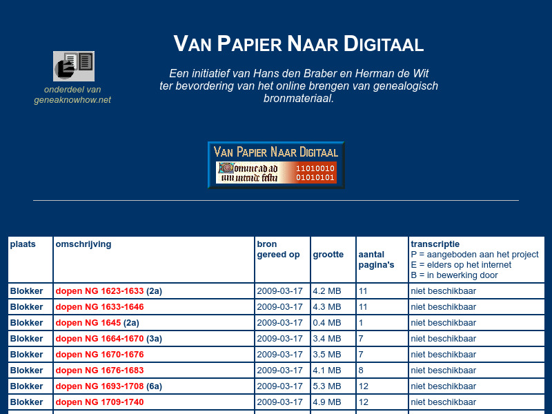 Screenshot van website