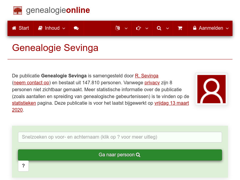 Screenshot van website